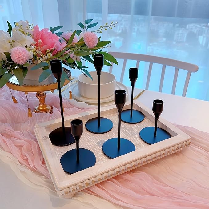Black Taper Candle Holders for Wedding Table Centerpiece,Tall Taper Candlestick Holders Bulk Set of 27,Metal Candle Stick Holder Decor for Table or Mantel Centerpiece, Dinning, Party Home Decor