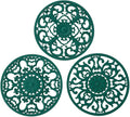 Extra Thick Silicone Trivet Mat for Hot Dishes, Hot Pots and Pans, Pot Holder, Hot Pad to Portect Your Table and Countertop, Kitchen Decor and Accessories,Malachite Green,Set of 3