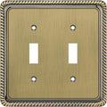 Henne Bery Rope Edge Decorative Wall Plate Switch Plate Outlet Cover (Double Toggle, Antique Brass)