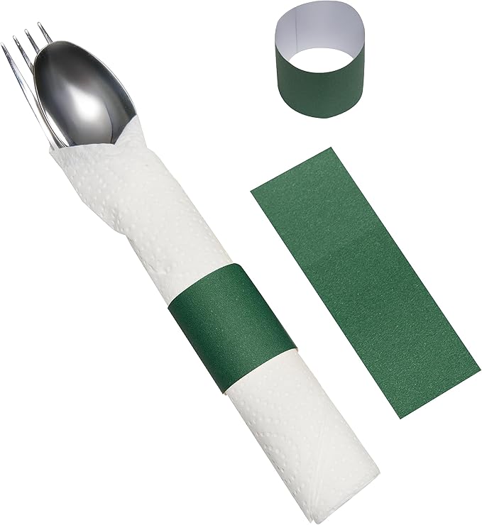 Germiwipe Napkin Bands Pack of 2,500, Napkin Rings Self Adhesive,Silverware Wraps Bands,Perfect for Christmas, Birthday Parties, Weddings, Family Reunion & Events (Huntre Green, 2500pcs)