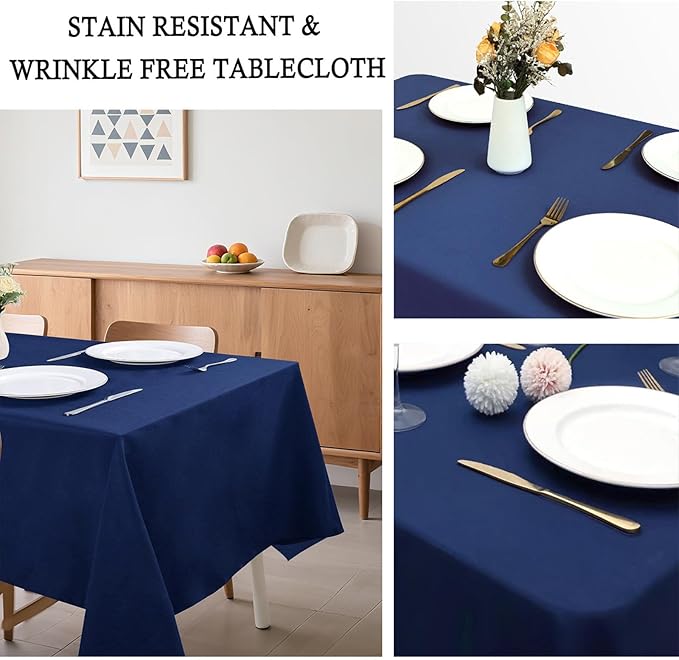8 Pack Navy Blue Tablecloth 60 x 102 Inch Rectangular Table Cloth for 6 Foot Rectangle Tables, Wrinkle Resistant Washable Polyester Fabric Table Covers for Wedding Party Banquet Buffet and Camping
