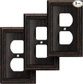 Henne Bery Sunken Pearls Heavy Duty Decorative Wall Plate Switch Plate Outlet Cover (Single Duplex, 3 Pack, Aged Bronze)