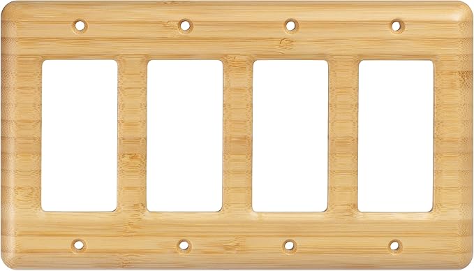 Quad Toggle Switch Cover Solid Bamboo Wood Cover Plate Natural Grain Light Switch Cover