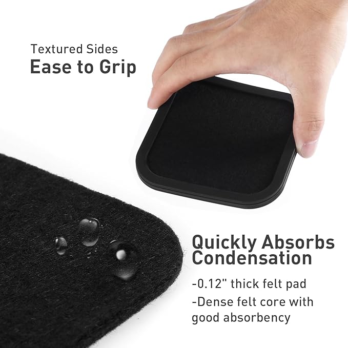 Lexenic Absorbent Coasters with Holder, Silicone Coasters Set of 6 with Removable Felt Insert, Cup Coaster for Drinks, Easy Grip, Tabletop Protection, Home Decor Coaster for Coffee Table,Bar & Kitchen