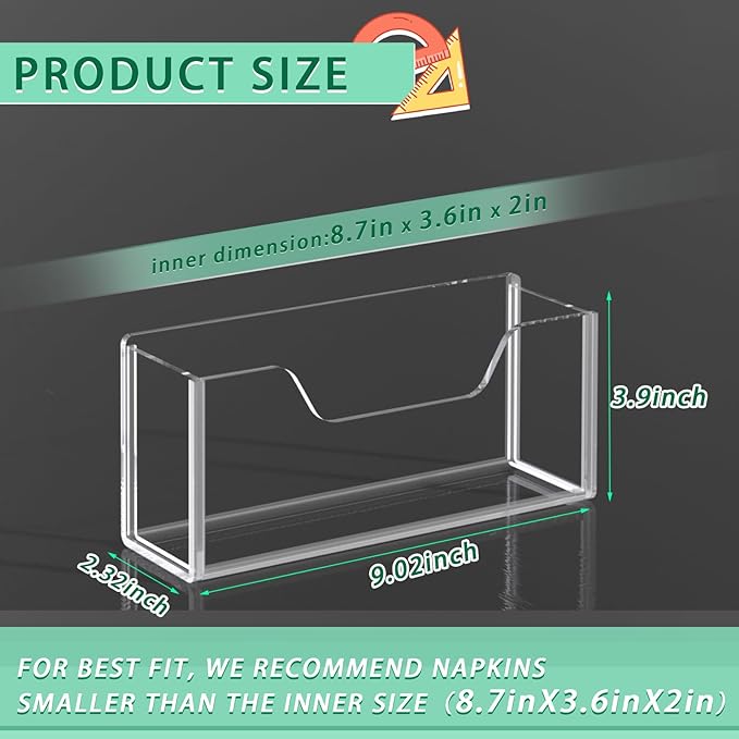 Transparent Acrylic Napkin Holder Clear Guest Paper Disposable Hand Towel Dispenser Tray Organizer For Table Home Kitchen Restaurant and Hotel Business