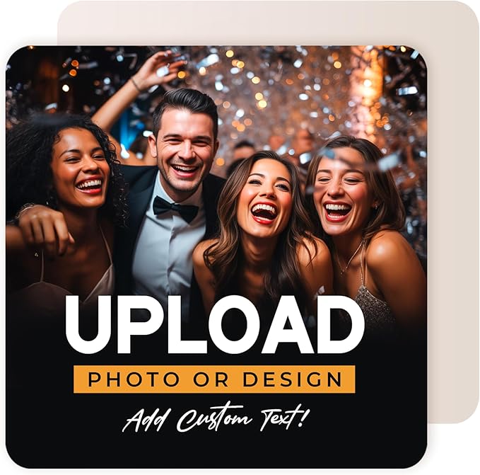 100 Pack Personalized Drink Coasters, Custom Cardboard Coasters with Photo and Text, Design Your Own Coaster for Events, Parties, Bars, and Unique Gifts, 3.95" Round