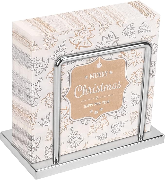 Livabber Napkin Holder, Metal Napkin Storage Modern Freestanding Tissue Paper Dispenser for Table Kitchen Countertop (Metal Base, Chrome)