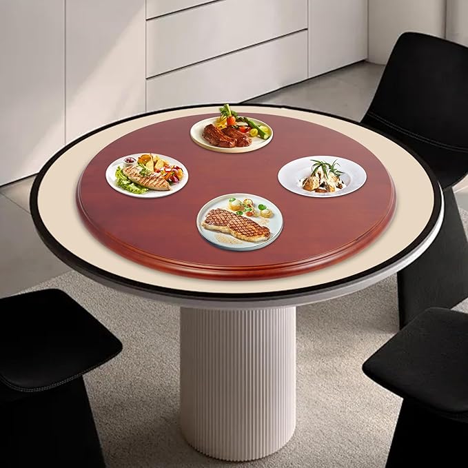 27.56in Wooden Lazy Susan, 360°Rotating Dining Table Turntable, Large Serving Tray Organizer for Family Dinners Banquets Restaurants Kitchen Dining Room