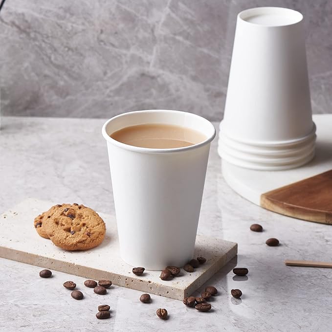 CIAO! 12oz White Paper Hot Cup, Disposable, 90mm Diameter 1,000 Count