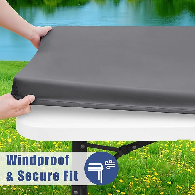 Spandex 4 Foot Rectangle Table Cloth 2 Pack, Elastic Fitted Tablecloths for Picnic, Stretch Washable Patio Table Cover for Outdoor, Camping, Banquet and Parties (Grey, 30"x48")