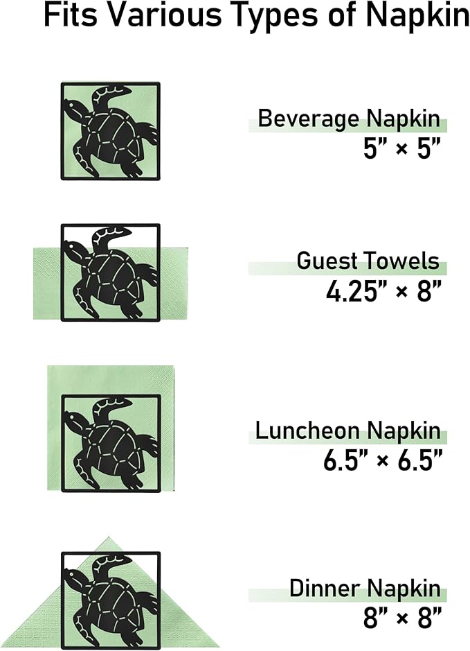 Sea Turtle Napkin Holder for Table Countertops, Matte Black Decorative Standing Napkin Dispenser for Kitchen Dining Outdoor, Farmhouse Metal Paper Cocktail Napkin Storage Holder