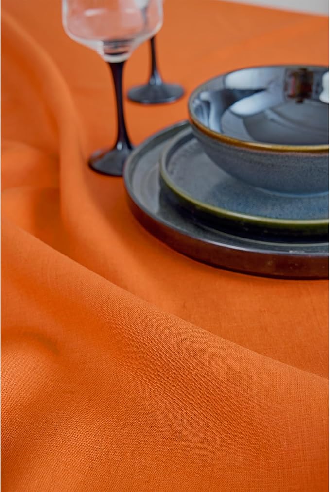 Solino Home Linen Napkins Set of 4-100% Pure Linen Persimmon Orange Dinner Napkins Cloth 20 x 20 Inch for Spring, Easter - Fete, Handcrafted and Machine Washable