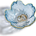 Blue Glass Jewelry Trinket Dish, Cherry Blossom Decor Ring Holder Tray, Small Trinket Bowl Gifts for Women