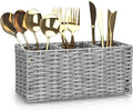 Ayiaren Grey Plastic Cutlery Silverware Holder Small Utensil Organizer Holders for Kitchen Counter Party Flatware Caddy Table Silverware Organizer Basket Spoon Knife Fork Holder Picnic Utensil Caddy