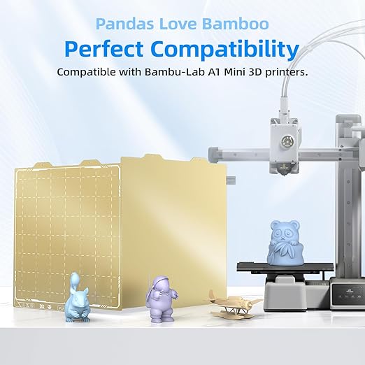 BIQU PyroGrip Smooth PEI+Textured PEI Panda Build Plate for Bambu-Lab A1 Mini 184x184mm, Double Sided PEI Spring Steel Build Plate Flexible Sheet Print Bed Removable Surface Platform