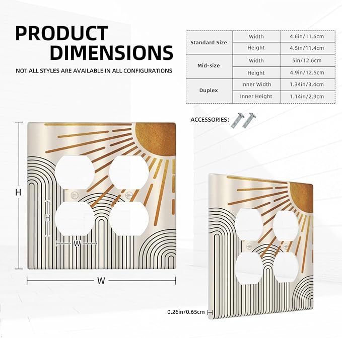 Light Switch Cover Mid Century Boho Sun Beige Minimalist Abstract 2 Gang Decorative SwitchPlates Double Duplex Wall Plates Switch Plates and Outlet Covers for Bathroom Bedroom Decor