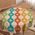 Mid Century Modern Round Tablecloth, Vintage Abstract Colorful Geometric Tablecloth for Home Party Dining Room Kitchen Decor 70Inch(178cm)