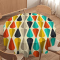 Vintage Bohemian Mid Century Round Tablecloth, Retro 50s 60s Geometric Pattern Print Tablecloth for Home Party Dining Room Kitchen Decor 70Inch(178cm)