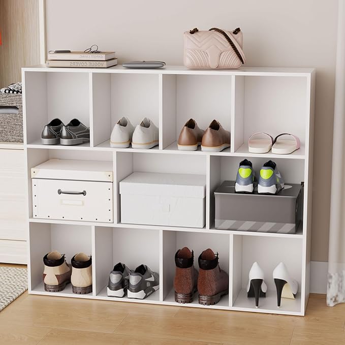 Cube Storage Organizer,Closet Organizers and Storage,Cube Reversible Bookshelf,Storage Shelf for Living Room,Home Office,Dining Room(White, 11-Cube)