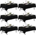 6-Pack 60x84 inch Black Table Cloths, Solid Stain and Wrinkle Resistant Oblong Tablecloth, Premium Plain Weave Polyester Fabric Rectangle Table Linen Covers for Hotel, Banquet