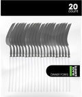 PlasticPro 20 Count Black and White Plastic Dinner Forks Premium Quality Heavy Duty Disposable Elegant Silverware Two Tone Dinner Forks for Party