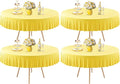 4 Pack Yellow Spandex Round Tablecloths for 72in Table, Stretchy Fitted 6FT Round Table Cloths, Wrinkle Free Table Cover with Skirt for Wedding Birthday Party Bridal Shower Banquet