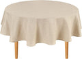 Hiasan Round Tablecloth 80 Inch Linen - Wrinkle and Stain Resistant Washable Polyester Fabric Table Cloth for Dining Room Kitchen Party, Beige