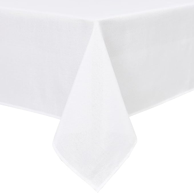 Hiasan Faux Linen Square Tablecloth - Wrinkle and Stain Resistant Washable Table Cloth for Kitchen Dining Room Holiday Table Cover for Party Dinner, White, 54 x 54 Inch