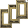 Henne Bery Sunken Pearls Heavy Duty Decorative Wall Plate Switch Plate Outlet Cover (Single Decorator, 3 Pack, Antique Brass)