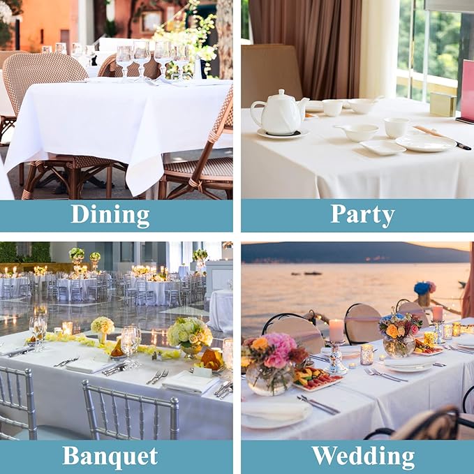 VidaFete Tablecloth 60 * 120inch 10 Pack Rectangle Table Cloth Polyester, Stain Wrinkle Resistant Dining Table Cover for Kitchen Dinning Party Wedding Rectangular Tabletop Buffet Decoration(White)