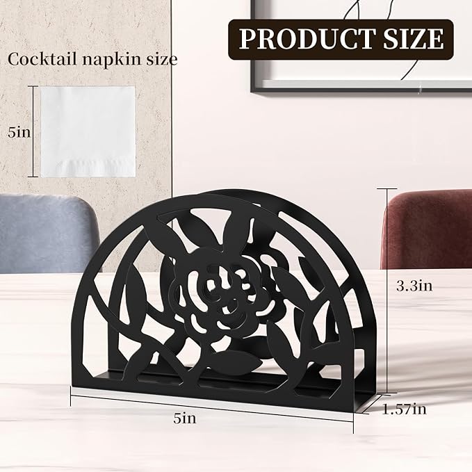 Epicano Napkin Holder for Table,Metal Rose Standing Napkin Holderfor Kitchen Dining Tables & Countertops, Paper Cocktail Napkins Holder Dispenser for Indoor & Outdoor,Unique Table Decor Gifts, 2 Pack