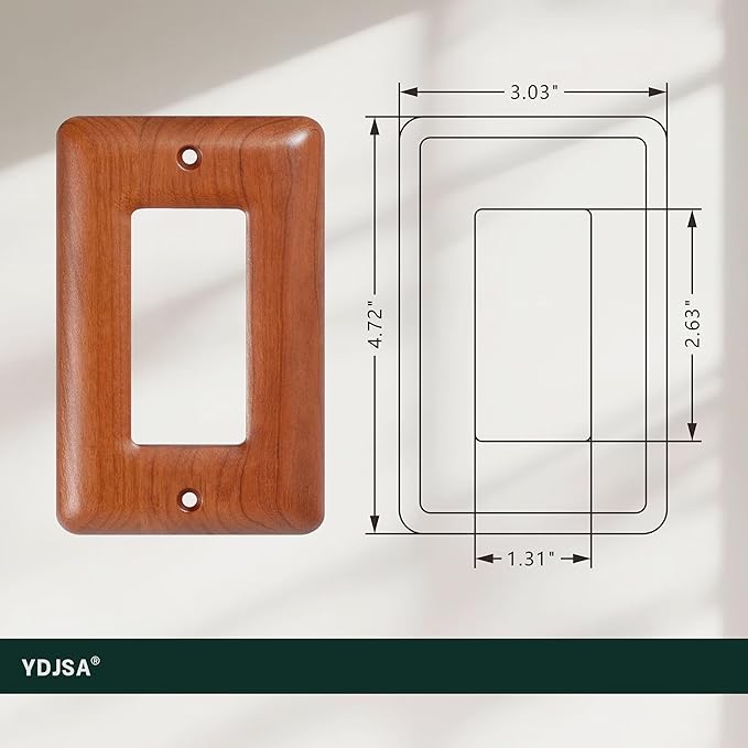 Cherry Switch Plates and Outlets Single Decorator Light Switch Cover Plate Decorative Real Wood Light Switch Cover Platefor Home and Office Use