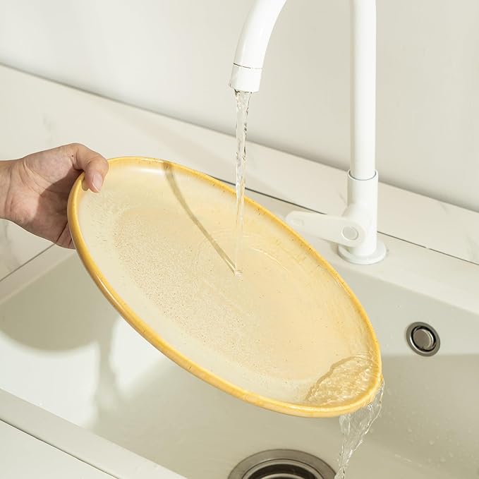 Ceramic Large Serving Platters- Set of 3 Oval Platters for Entertaining. Kitchen Dishes for Dinner, Fruit, Salad, Turkey, etc. Oven, Dishwasher Safe, 15.75"/13.75"/12",Reactive Glaze Cappuccino