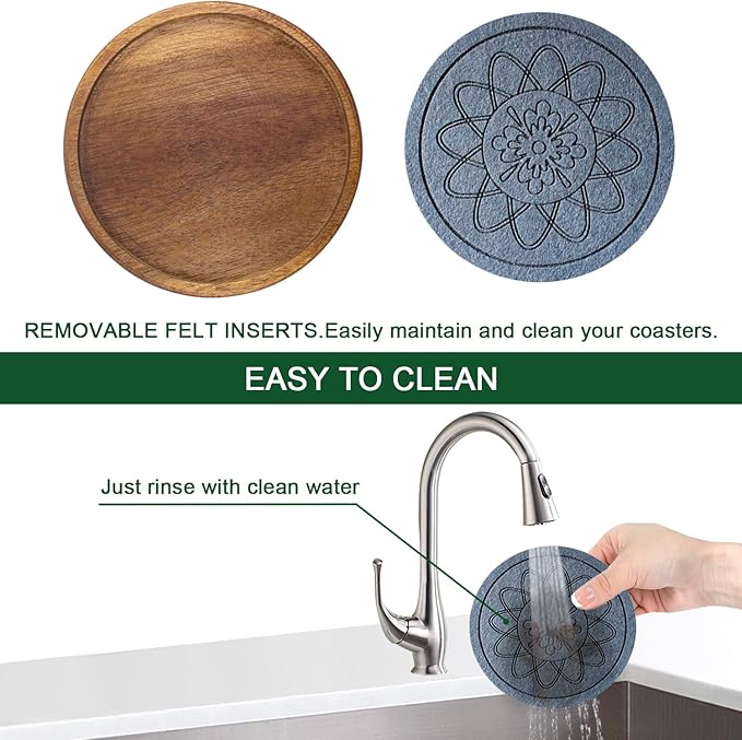 5 Pack Coasters for Drinks Absorbent, Coasters for Coffee Table with Holder, Non-Slip, Non-Stick, Suit for Kinds of Cups 4.3 inch Gray