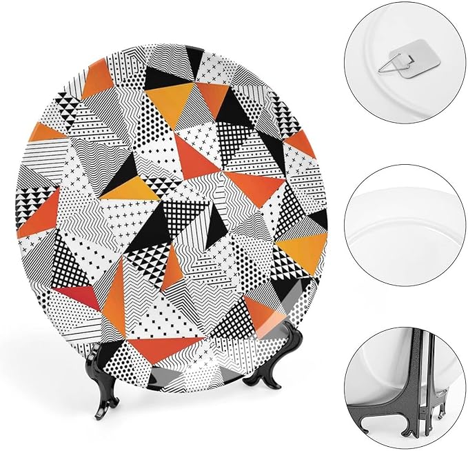 Ceramic Display Plate, Abstract Decor Ceramic Hanging Decorative Plate, Fashionable Polygonal Artwork Panes Craft Projects, 8 Inch, Household Custom Ceramic Plate, Multy