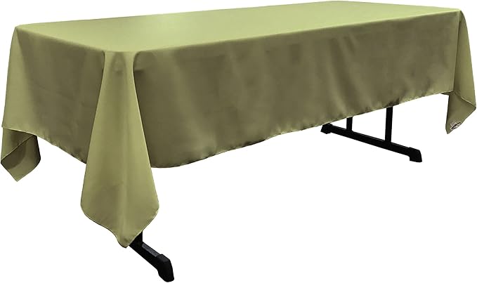 LA Linen Polyester Poplin Washable Rectangular Tablecloth, Stain and Wrinkle Resistant Table Cover 60x126, Fabric Table Cloth for Dinning, Kitchen, Party, Holiday 60 by 126-Inch, Sage Dark