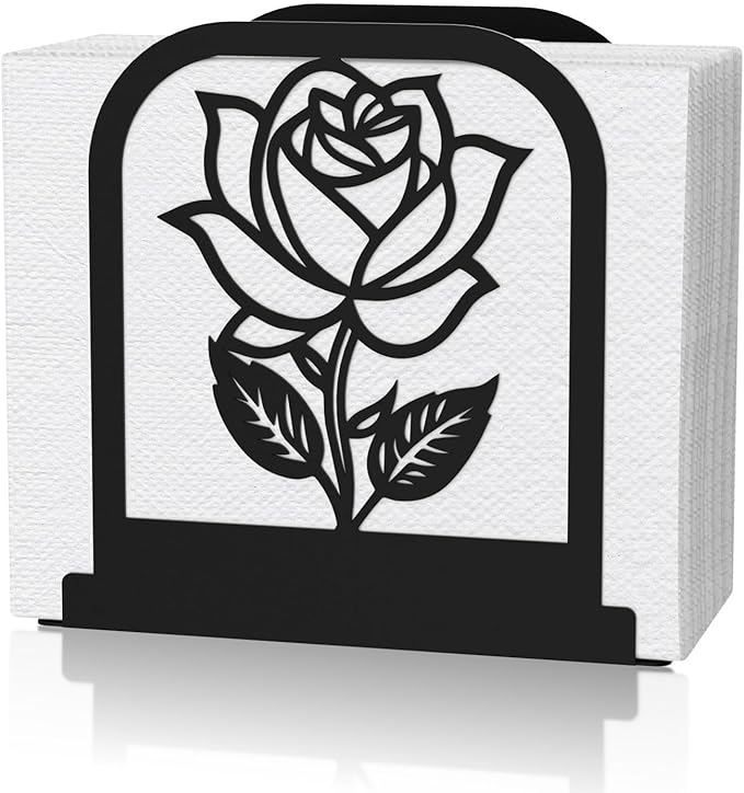 Unique Standing Napkin Holder,Gorgeous Rose Napkin Holders for Paper Napkins,Napkin Holder User-Friendly with Non-Slip Mat,Smooth Edge,Be Used for Dining Table,Shop,Countertop