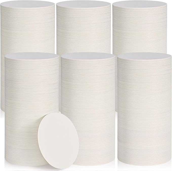 800 Pieces Disposable Paper Coasters, GOH DODD Thickened (1.5MM) 4 Inch Bar Coasters Bulk Absorbent Cardboard Blanks for Drinks DIY Arts Crafts Wedding Party Gifts Education, White, Round