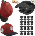 HOUSE DAY Adhesive Hat Hooks for Wall 32 Pack, Strong Hat Rack for Baseball Cap Display Organizer, Hats Holder for Wall, Door, Closet, No Drilling, Black