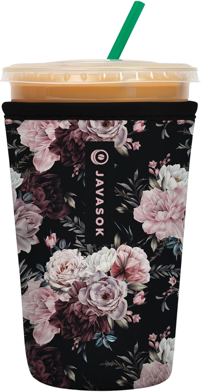 Sok It JavaSok Iced Coffee & Cold Soda Insulated Neoprene Cup Sleeve (Bloom at Night, Medium: 22-28oz)