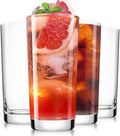 Drinking Water Glasses Set of 4, 15.5oz Highball Glasses, Lead-Free Crystal Glassware with Unique Wide Mouth, Thoughtful Gifts for House Warming, Birthdays, Everyday Life