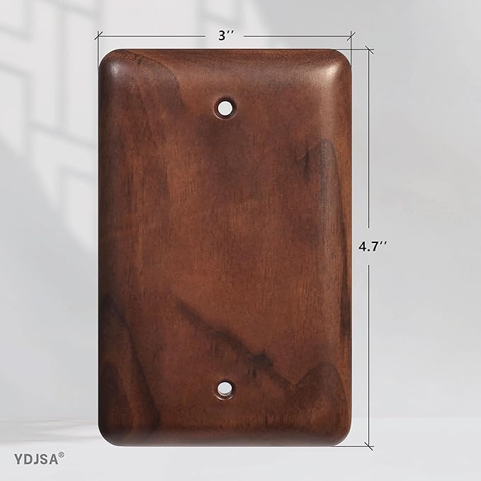 Gloss Finish Blank Wall Plate Solid Wood 1-Gang Cover Plate in Premium North American Walnut