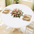 Round Spandex Tablecloth, Elastic Fitted Waterproof Tablecloths for 45"-56" Tables, Stretch Washable Picnic Table Cover for Camping, Dining, Indoor and Outdoor, White