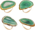 CozyTower Agate Napkin Rings Set of 4, Gold Napkin Holders for Cloth Napkins, Unique Wedding Decorations Napkin Ring Kitchen Accessories for Dinner Party (Green Agate)