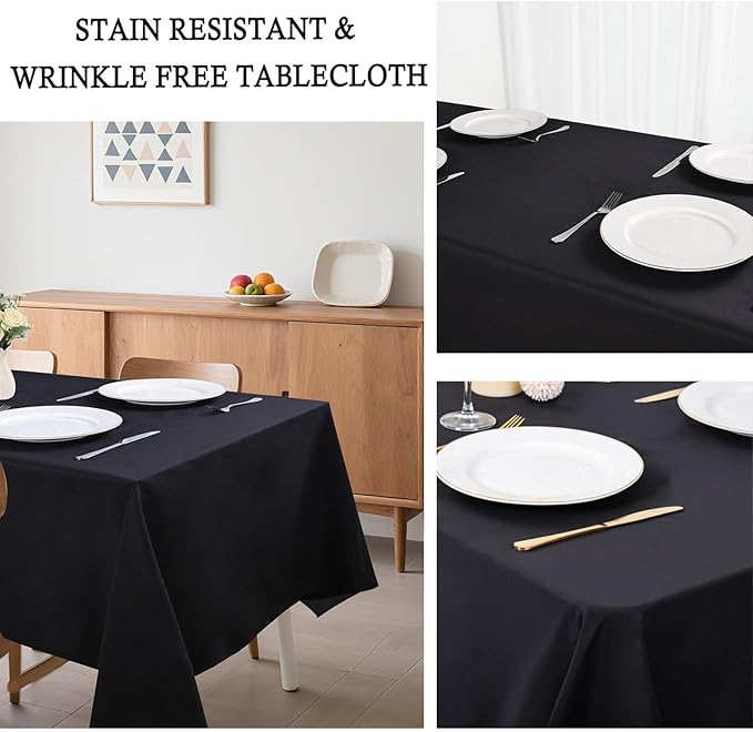 12 Pack Black Tablecloth 60 x 126 Inch Rectangular Table Cloth for 8 Foot Rectangle Tables, Wrinkle Resistant Washable Polyester Fabric Table Covers for Wedding Party Banquet Buffet