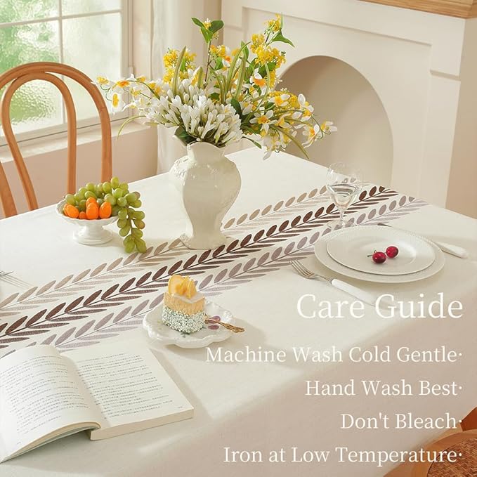 Zobesta Linen Tablecloths Rectangular 70 x 53 Inch, White Table Cover Waterproof Washable Farmhouse Soft Boho Table Cloth Rectangle Tables for Outdoor, Kitchen