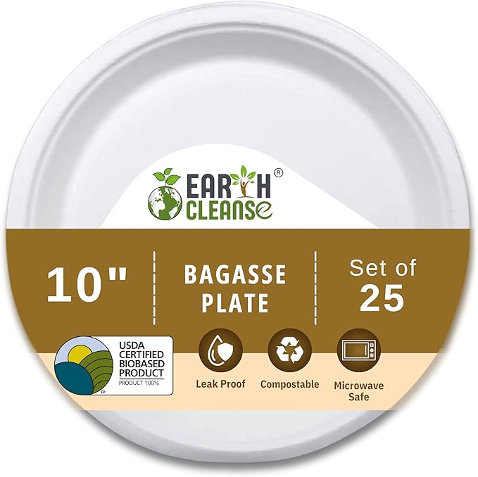 100% Compostable 9 Inch Paper Plates – Heavy Duty Bulk Disposable Plates [500-Pack] – USDA Certified, BPA-Free, Eco-Friendly, Biodegradable Sugarcane Bagasse – Natural White for Catering, Parties