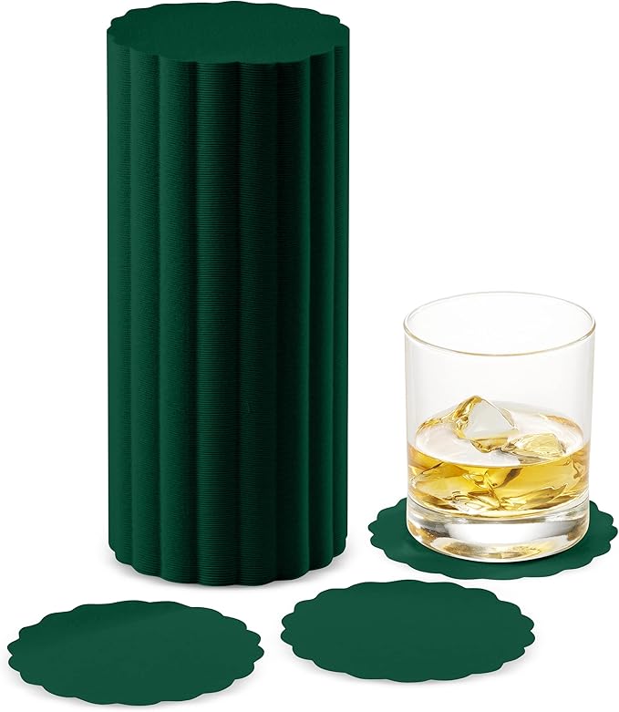 Disposable Green Paper Coasters for Drinks, 3.5 Inch Round Coasters for Christmas, Bar, Cocktail, Beverage, Wine Or Event, 500 Pack Bulk