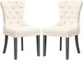 KCC Boucle Dining Chairs Set of 2, Upholstered High-end Tufted Dining Room Chair with Nailhead Back Ring Pull Trim Solid Wood Legs, Contemporary Nikki Collection Modern Style for Kitchen, Cream