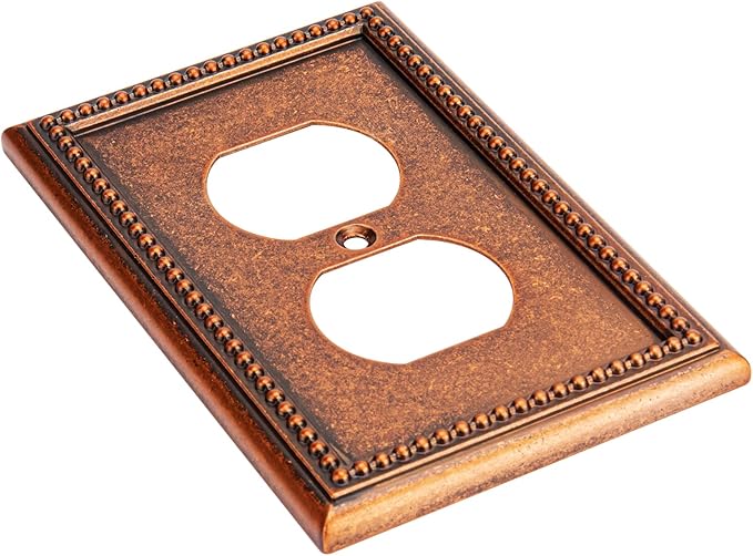 Henne Bery Raised Pearls Decorative Wall Plate Switch Plate Outlet Cover (Single Duplex 3PK, Sponged Copper)